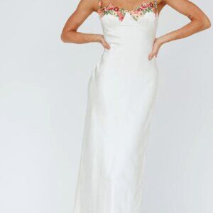Rose Garden Floral Applique A-Line Midi Dress